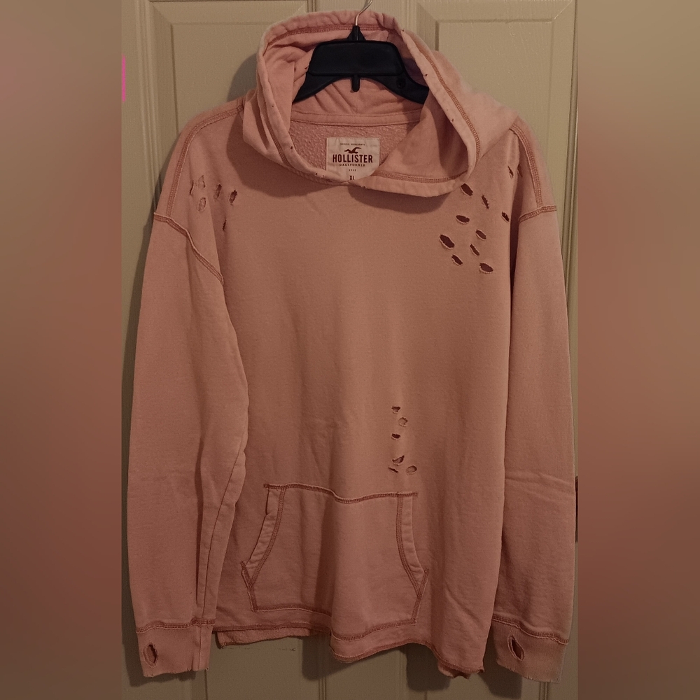 Hollister Soft Pink Distressed Crewneck Hoodie